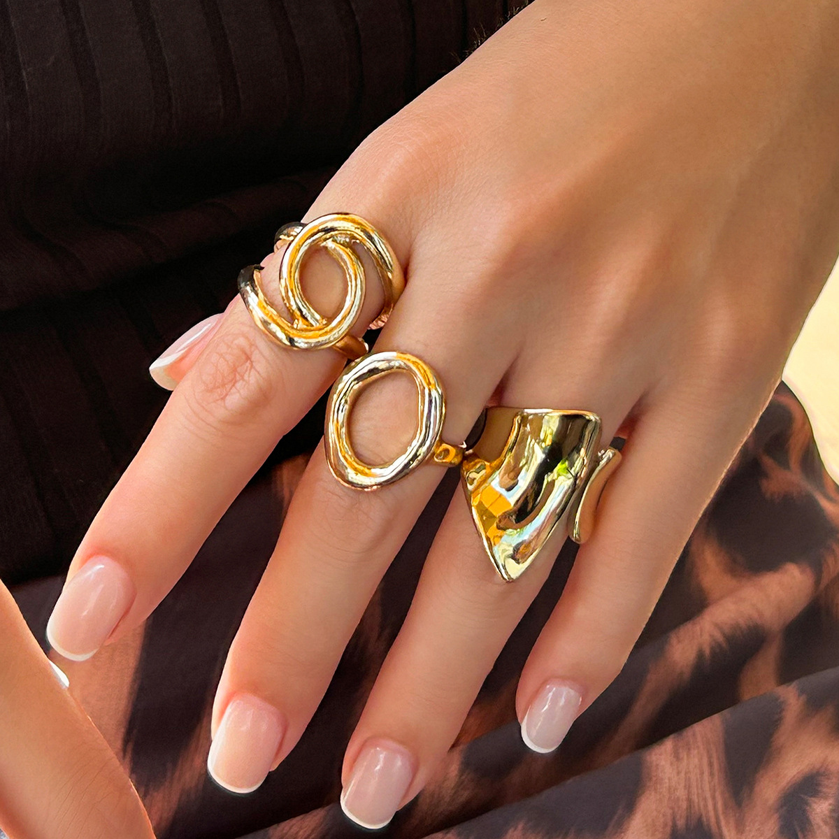 Vintage Punk Knuckle Rings Set - DIEZI 여성용 펑크 패션 할로우 아웃