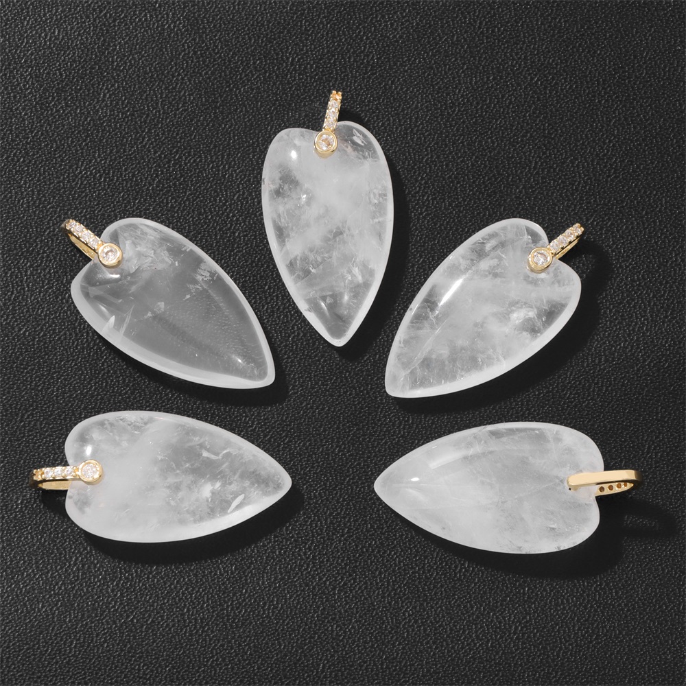 Crystal Pendant Necklace Natural Stone - 2개입 천연석 하트 펜던트, DIY 목걸이