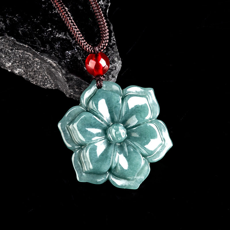 Necklaces - 버마산 경옥 꽃 펜던트 목걸이 스톤