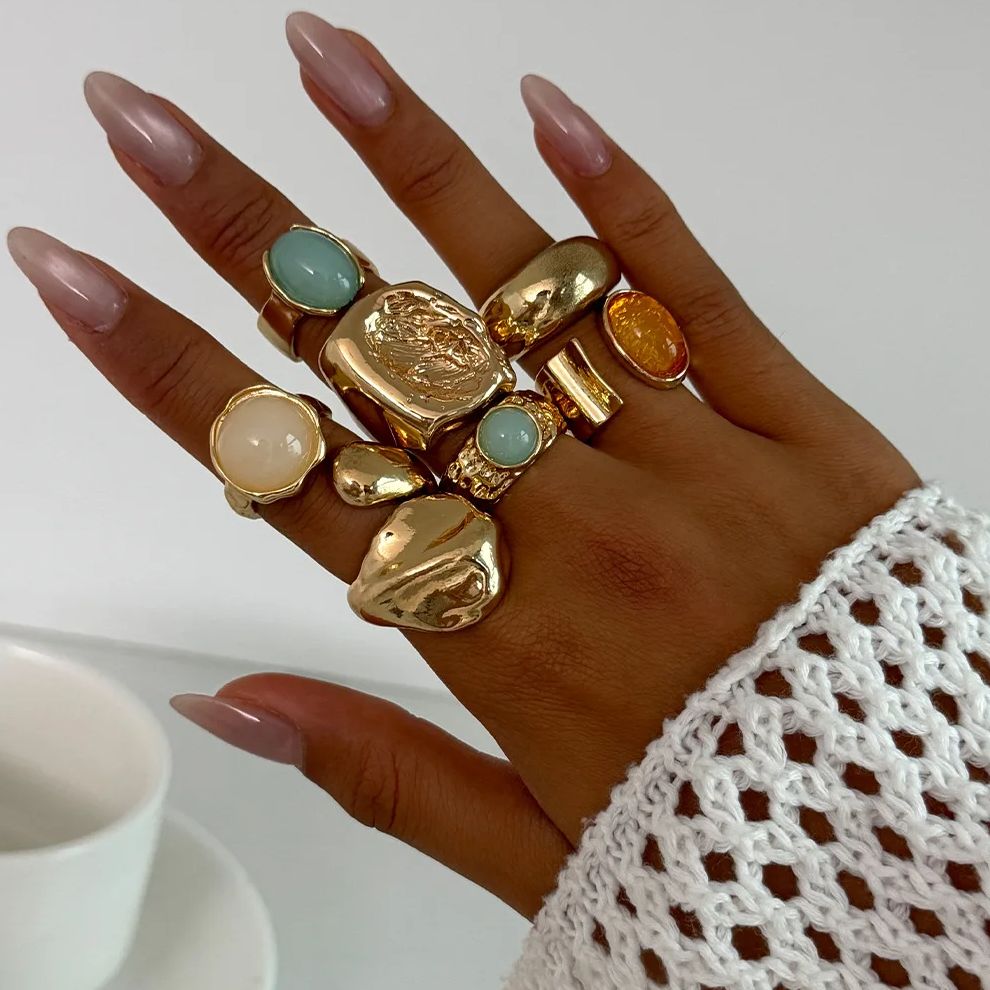 Vintage Punk Knuckle Rings Set - DIEZI 7 개/대 여성을위한 빈티지 여러