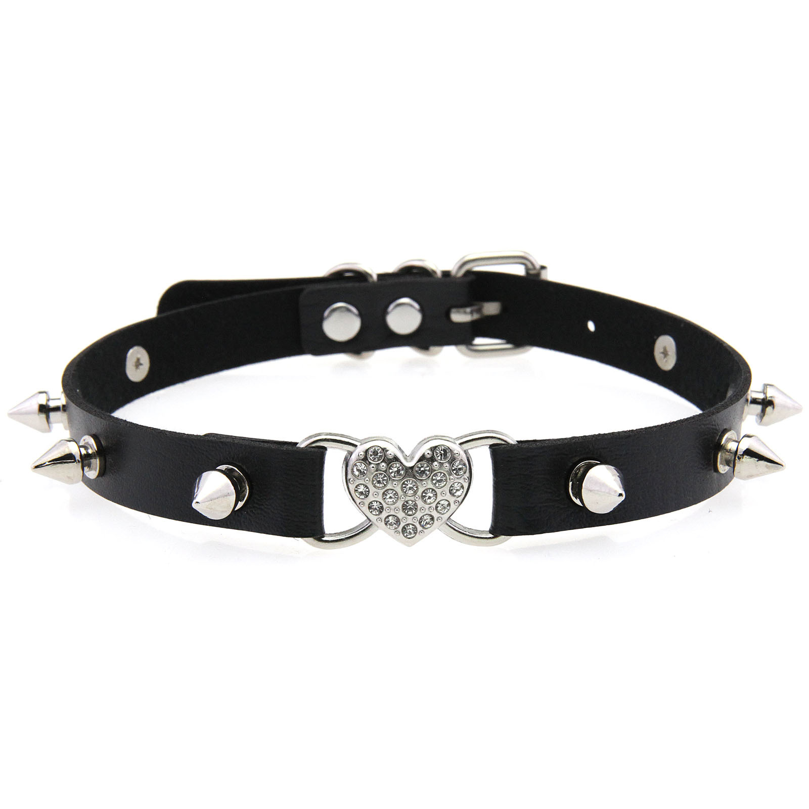 Goth Punk Spike Choker - 고스 하트 칼라 블랙 초커 목걸이
