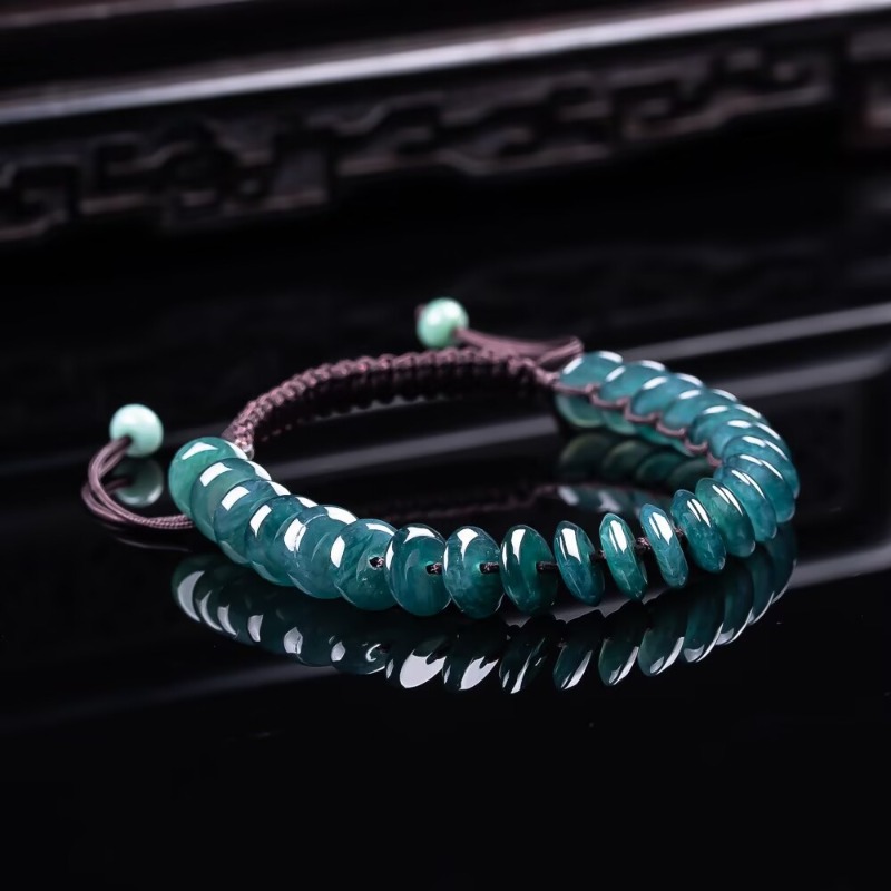 Bracelets - 천연 진짜 에메랄드 블루 워터 아바커스