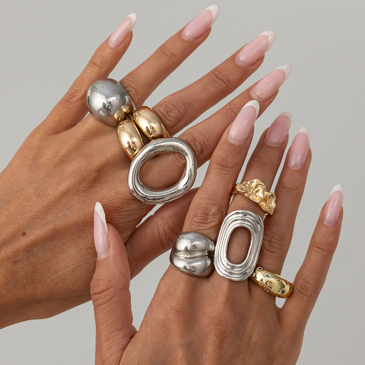 Vintage Punk Knuckle Rings Set - 8개/세트 빈티지 펑크 골드 실버 컬러