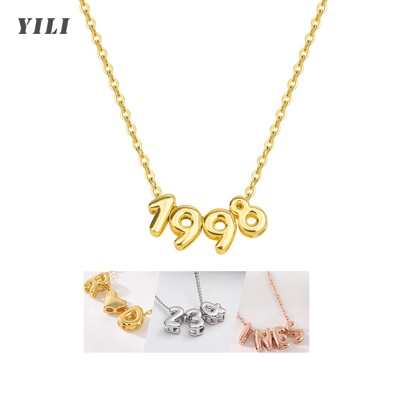 Initial Letter Necklace 18K Gold - 맞춤형 3D 버블 레터 목걸이, 커스텀