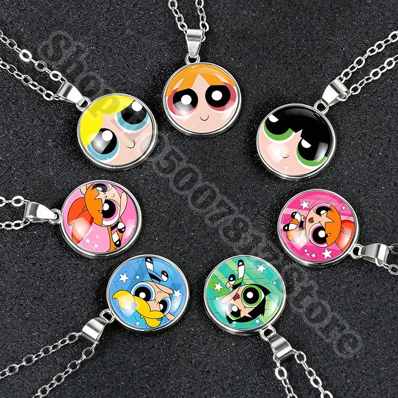 Anime Pendant Necklace - 카와이 파워퍼프걸즈 귀여운 목걸이 만화풍 창의적인