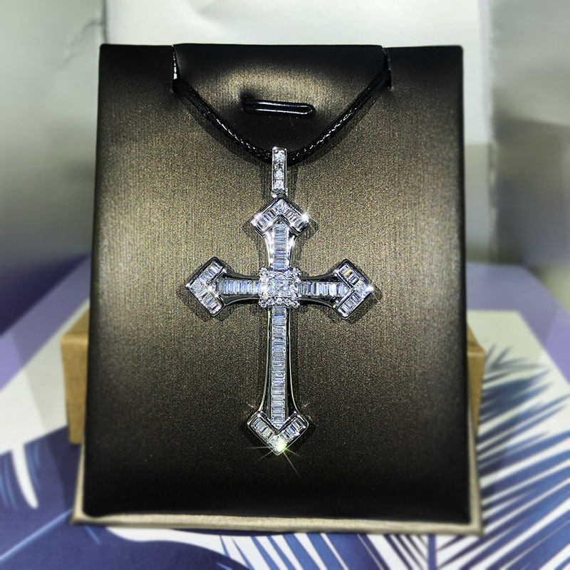 925 Sterling Silver Chain Necklace Men - 925 스털링 실버 고급 화이트 지르콘,
