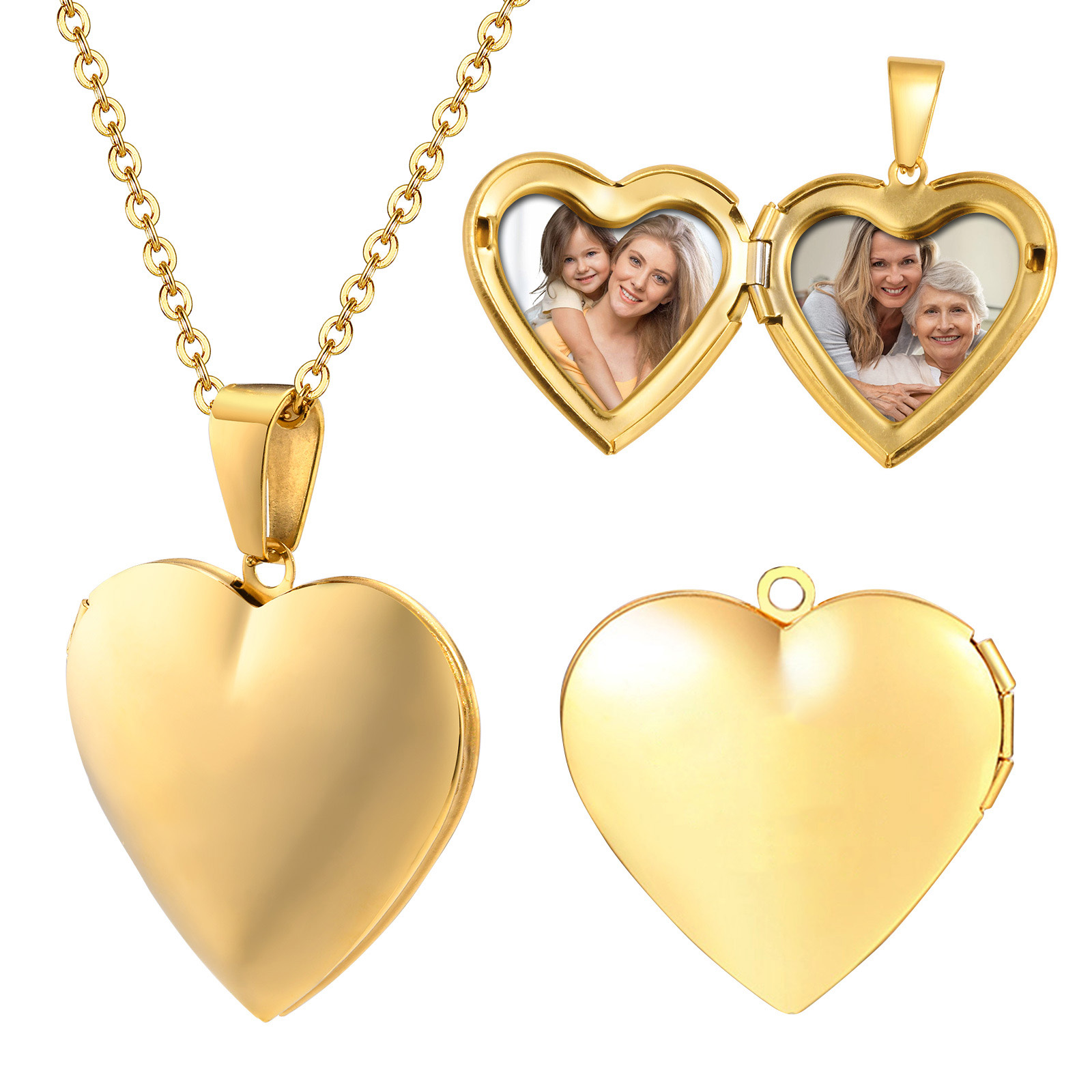 Heart Locket Necklace Photo - 스테인레스 스틸 주얼리 하트 로켓 사진