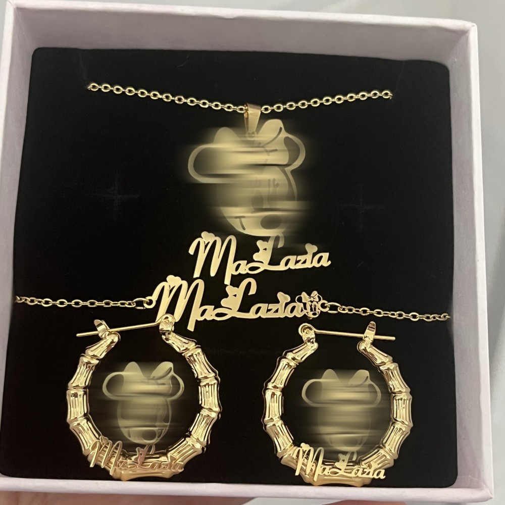 Custom Name Necklace Stainless Steel - DUOYING 사용자 정의 캐릭터 쥬얼리 세트