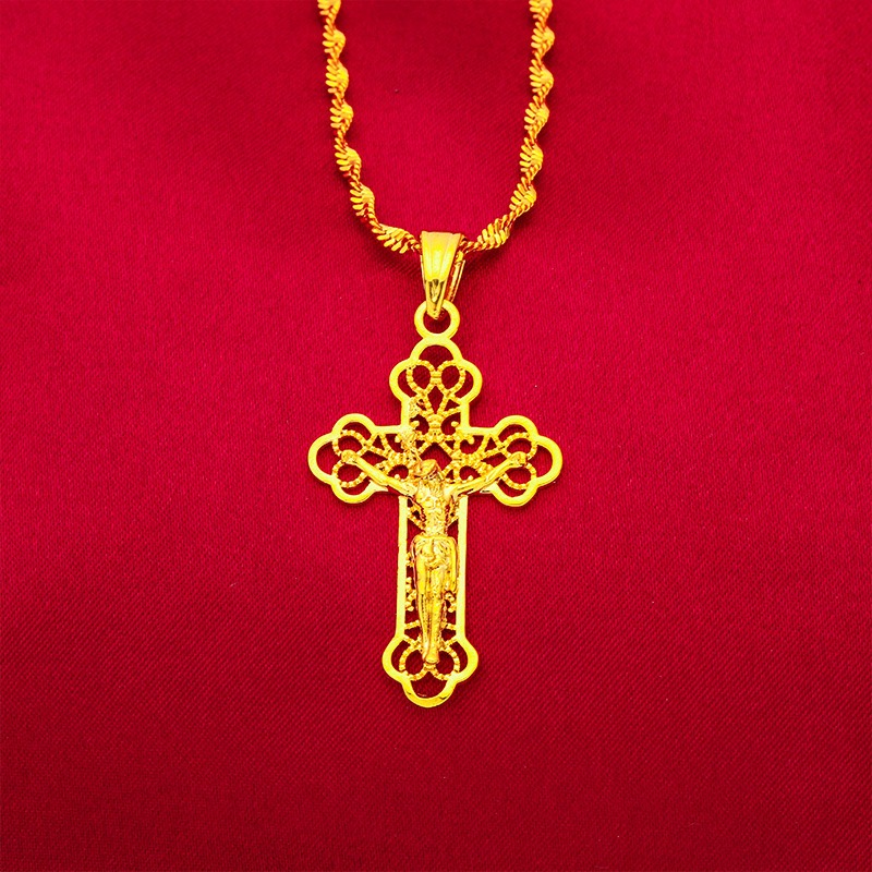 Cross Pendant Necklace Gold - 9999 24K 순금 클래식 남녀 공용