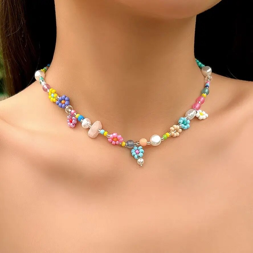 Pearl Choker Necklace Vintage - Boho 심플 비즈 모조 진주 초커