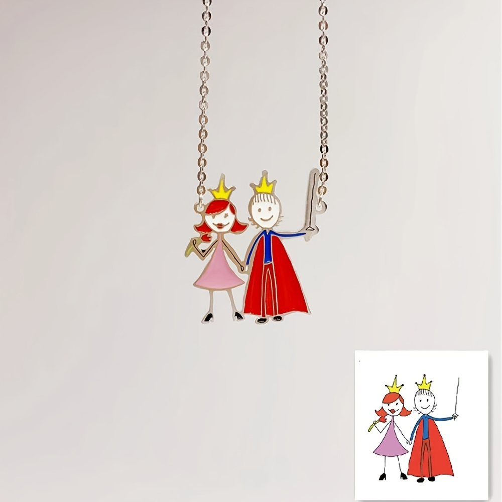 Custom Name Necklace Stainless Steel - 맞춤형 에나멜 펜던트 목걸이 어린이 그림