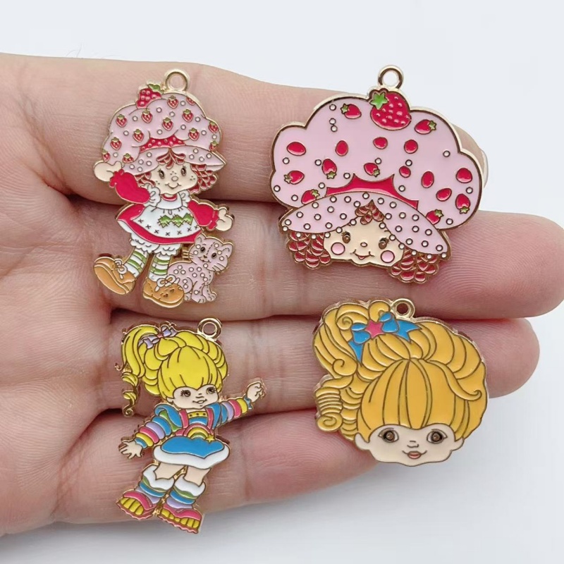 Earrings - 10pcs 귀여운 어린 소녀 에나멜 금속