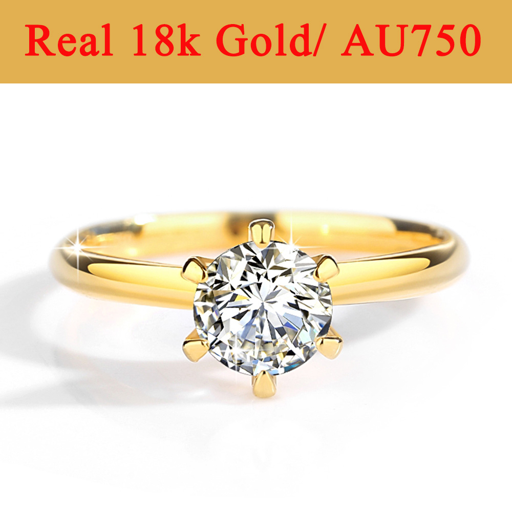 Moissanite Engagement Ring 1 Carat - 리얼 골드 18K Moissanite 반지 중공
