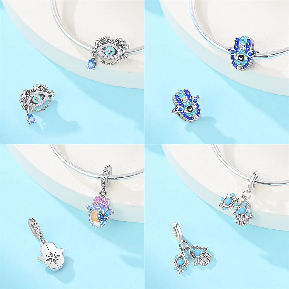 실버 도금 블루 이블아이 참 장식 비즈, 오리지널 팔찌 - Bracelets 리뷰 및 가격