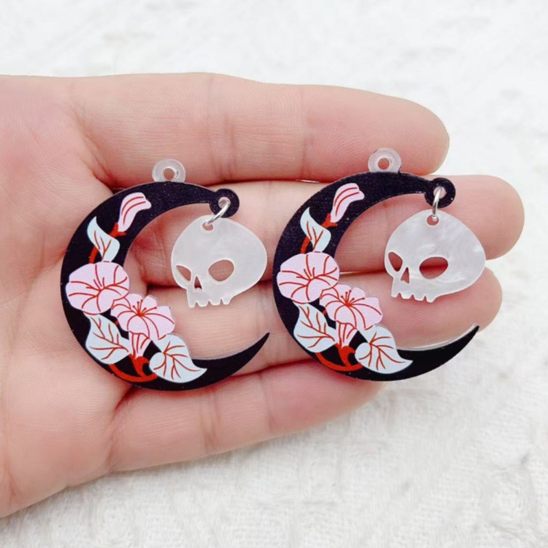 10pcs 할로윈 아크릴 유령 검은 고양이 해골 쥬얼리 - Earrings 리뷰 및 가격
