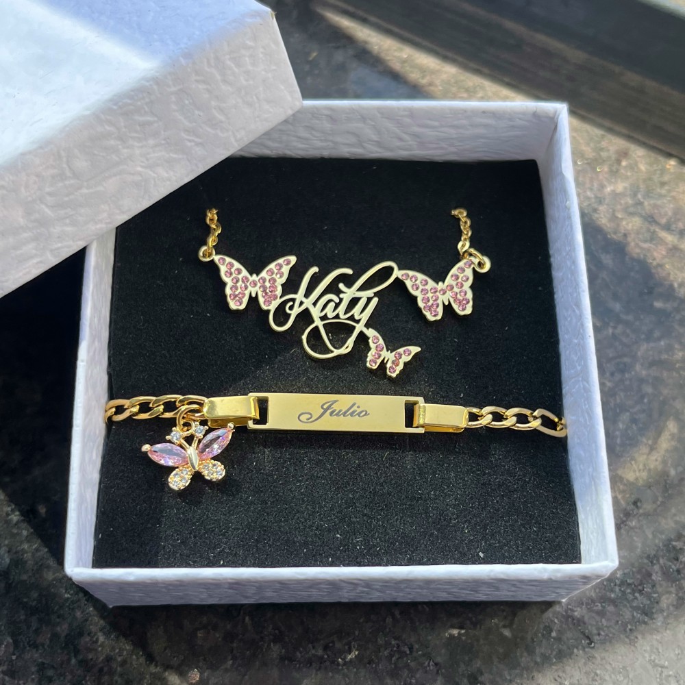 DUOYING 맞춤형 핑크 나비 세트, 맞춤형 탄생석  - Custom Name Necklace Stainless Steel 리뷰 및 가격