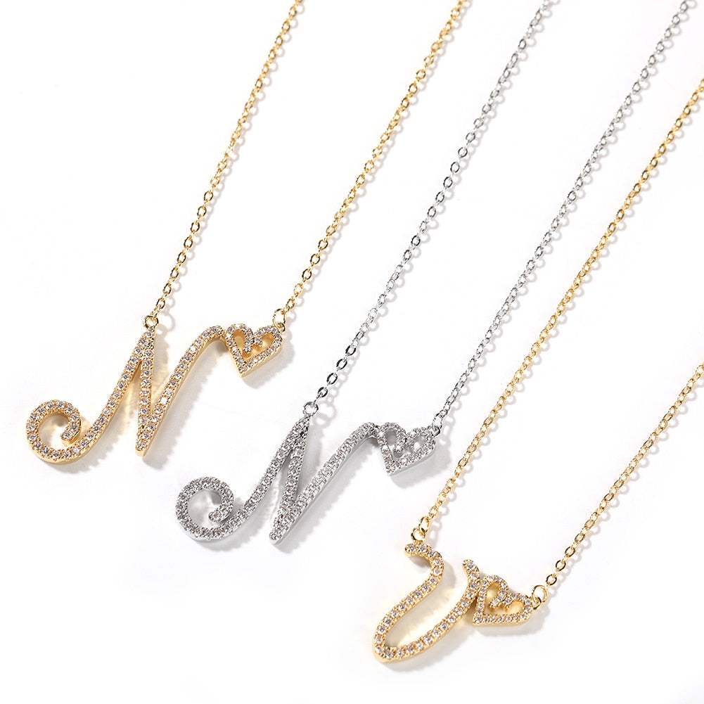 개인 맞춤 스크립트 이니셜 목걸이 하트 레터 펜던트 지 - Initial Letter Necklace 18K Gold 리뷰 및 가격