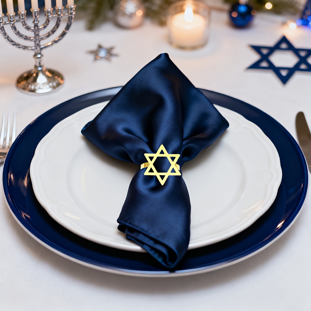 6Pcs Hanukkah Menorah 냅킨 링 골드  - Rings 리뷰 및 가격