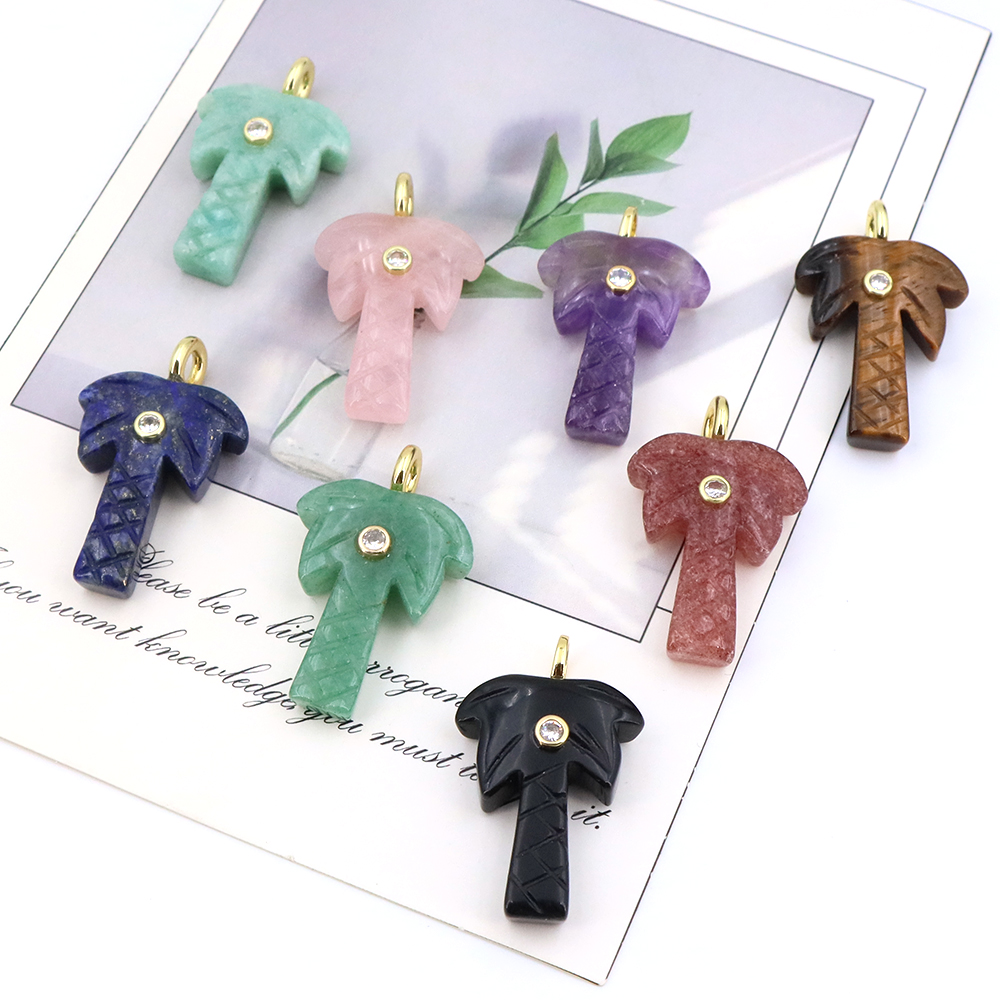 천연석 코코넛 나무 펜던트, 지르콘 크리스탈 원석 참  - Crystal Pendant Necklace Natural Stone 리뷰 및 가격