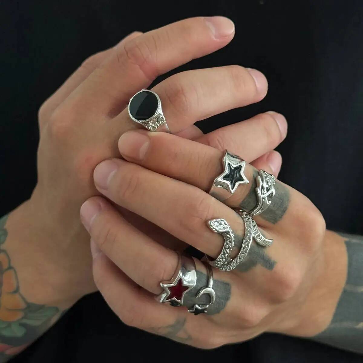 KunJoe 6개 세트 신상 고스 스타일 뱀 오픈 링  - Vintage Punk Knuckle Rings Set 리뷰 및 가격