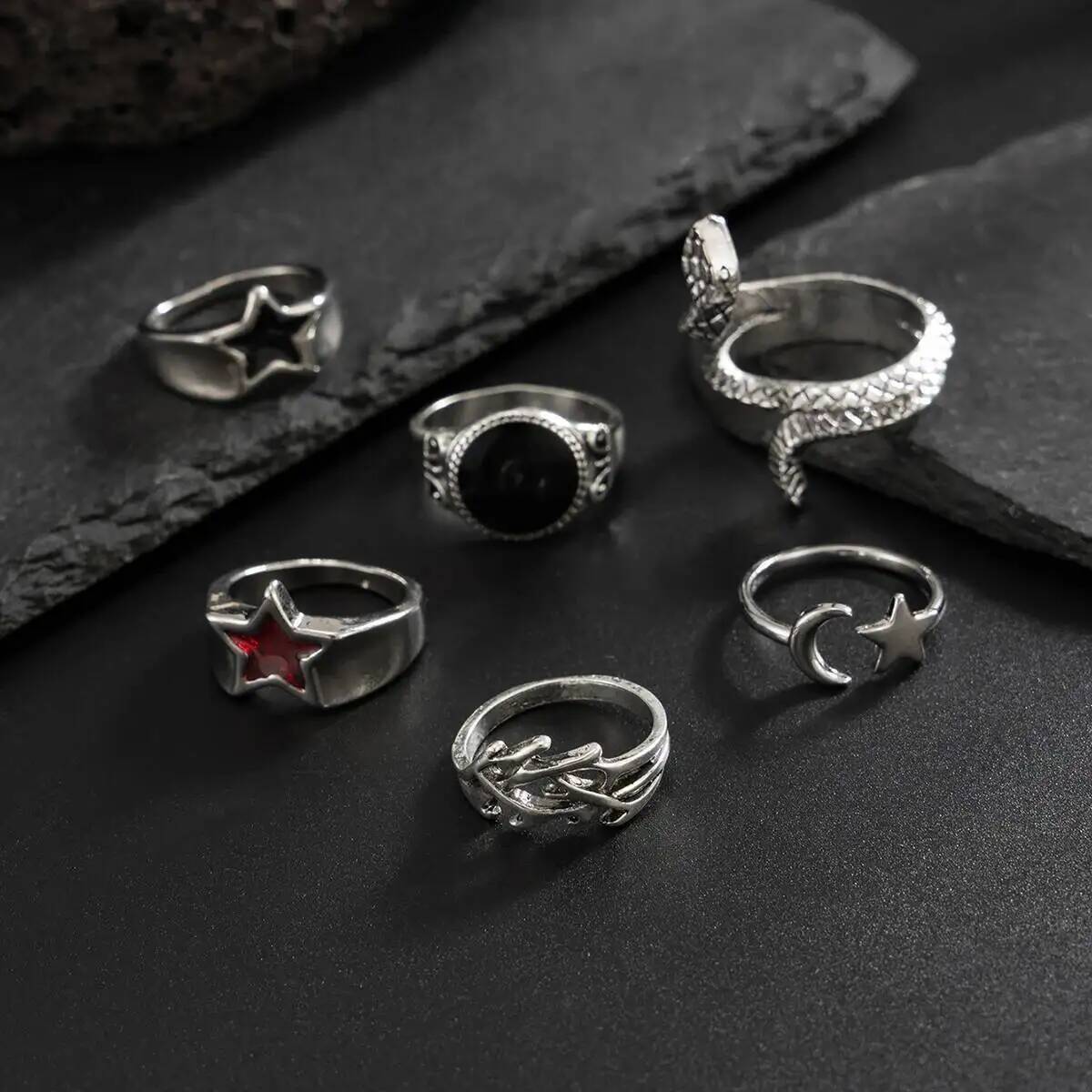 KunJoe 6개 세트 신상 고스 스타일 뱀 오픈 링  - Vintage Punk Knuckle Rings Set 리뷰 및 가격
