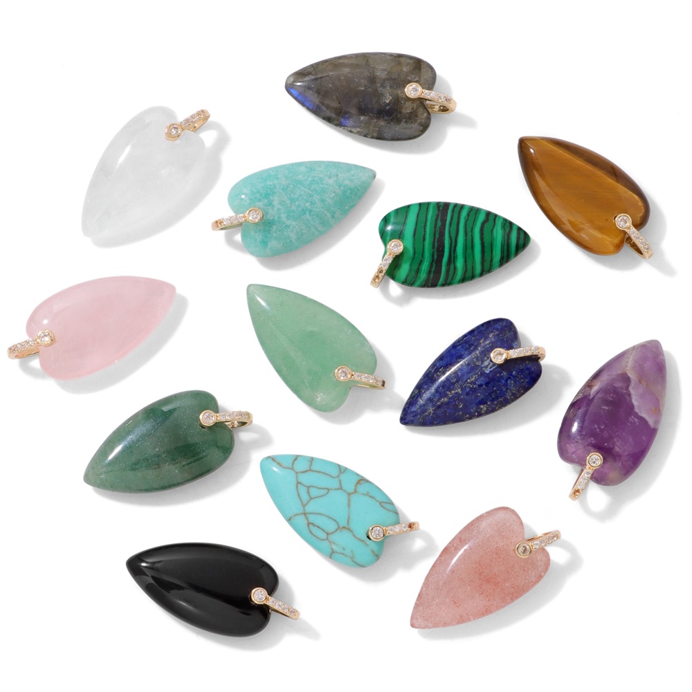 2개입 천연석 하트 펜던트, DIY 목걸이 팔찌용 힐링 - Crystal Pendant Necklace Natural Stone 리뷰 및 가격