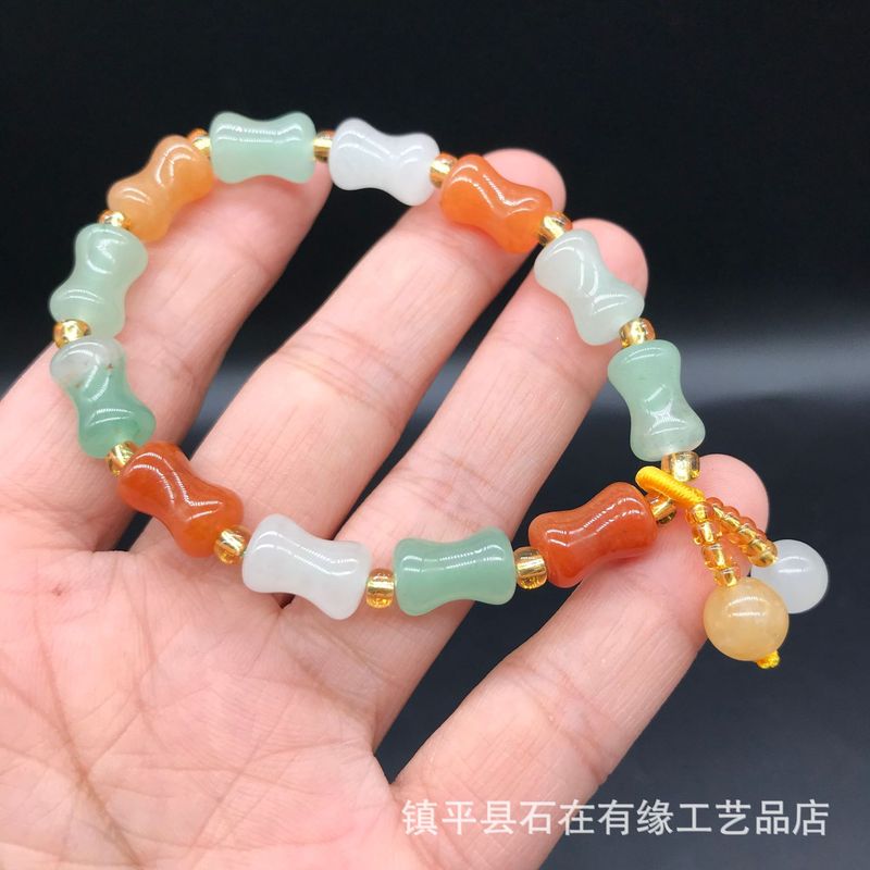 천연 아벤츄린 대나무, 골든 실크, 삼색 옥 행운 구슬 - Bracelets 리뷰 및 가격