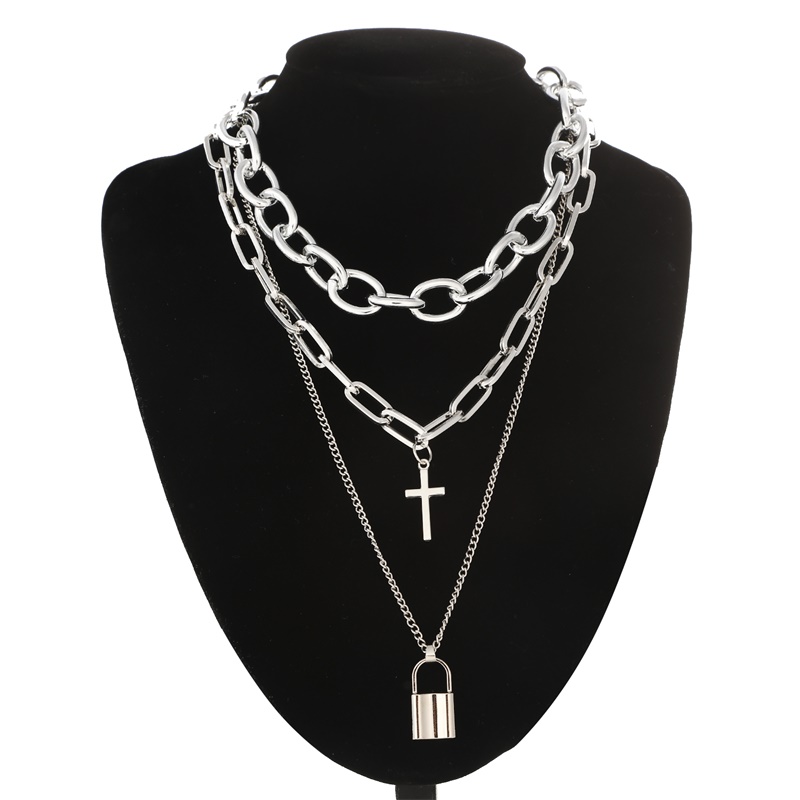 FNQUFUJ 계층화 된 그런지 미적 보석 펑크 체인  - Layered Pendant Necklace Aesthetic 리뷰 및 가격