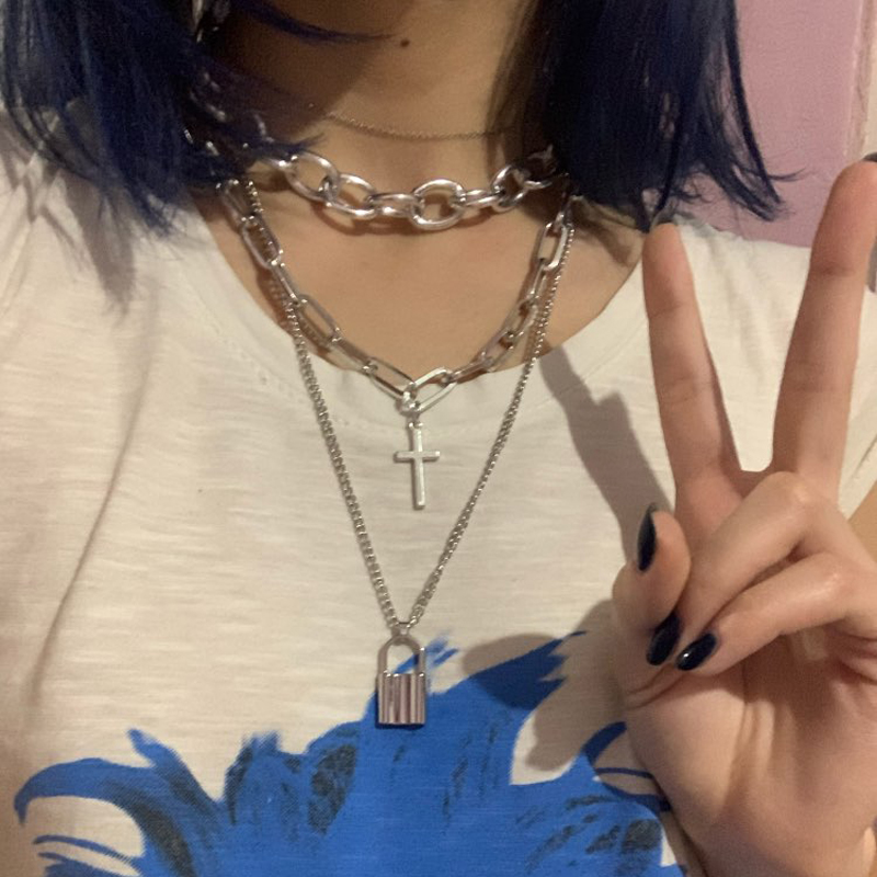 FNQUFUJ 계층화 된 그런지 미적 보석 펑크 체인  - Layered Pendant Necklace Aesthetic 리뷰 및 가격