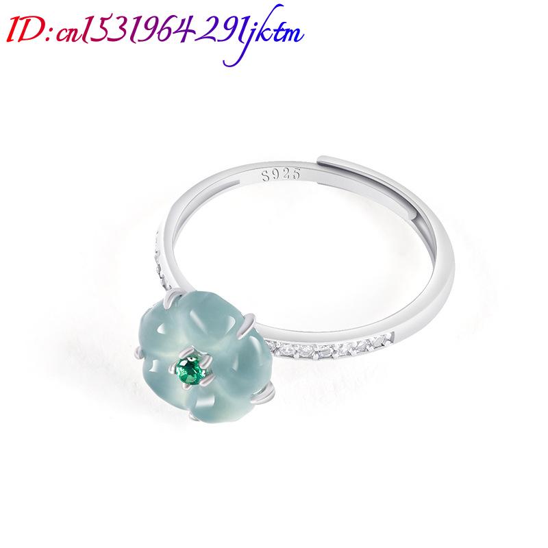 블루 버마산 경옥 꽃 반지 925 실버 천연 버마산 경 - Rings 리뷰 및 가격