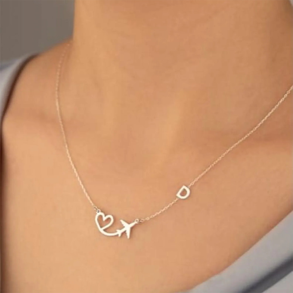 여성을위한 맞춤형 하트 비행기 이니셜 펜던트 목걸이 맞 - Custom Name Necklace Stainless Steel 리뷰 및 가격