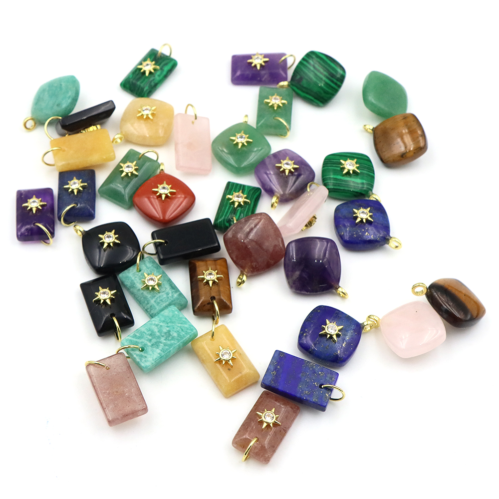 기하학적 모양의 천연석 크리스탈 펜던트와 스타버스트 태 - Crystal Pendant Necklace Natural Stone 리뷰 및 가격