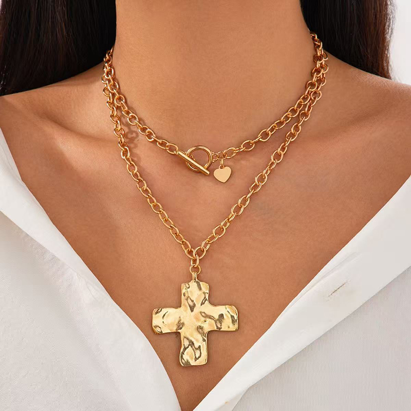 여성용 골드 레이어드 청키 크로스 목걸이, 핫세일 중인 - Cross Pendant Necklace Gold 리뷰 및 가격