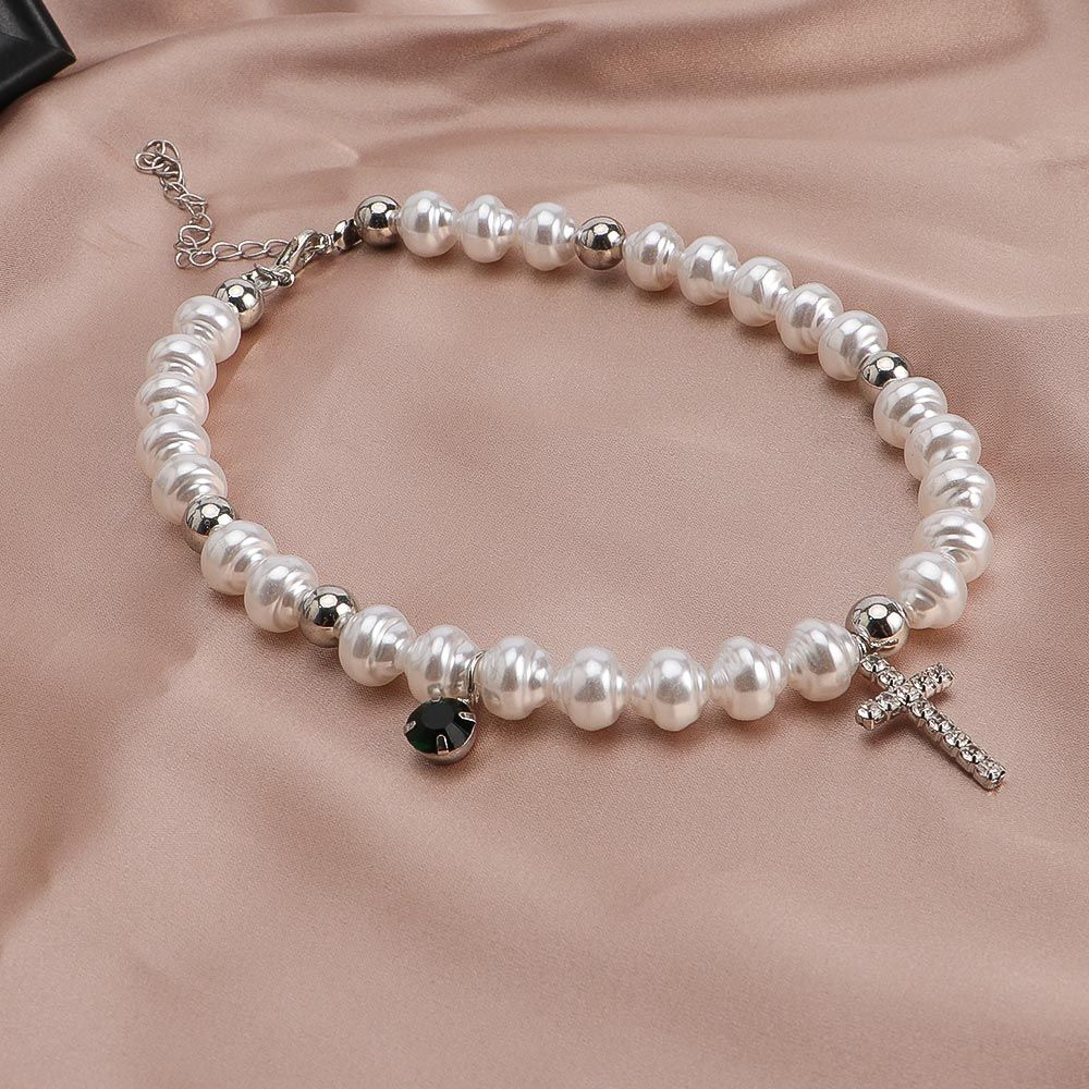 여성용 빈티지 펜던트 크리스탈 크로스 넥 쥬얼리, 모조 - Pearl Choker Necklace Vintage 리뷰 및 가격
