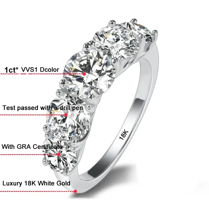 여성용 럭셔리 18K 화이트 골드 결혼 반지 - 5개의 - Moissanite Engagement Ring 1 Carat 리뷰 및 가격