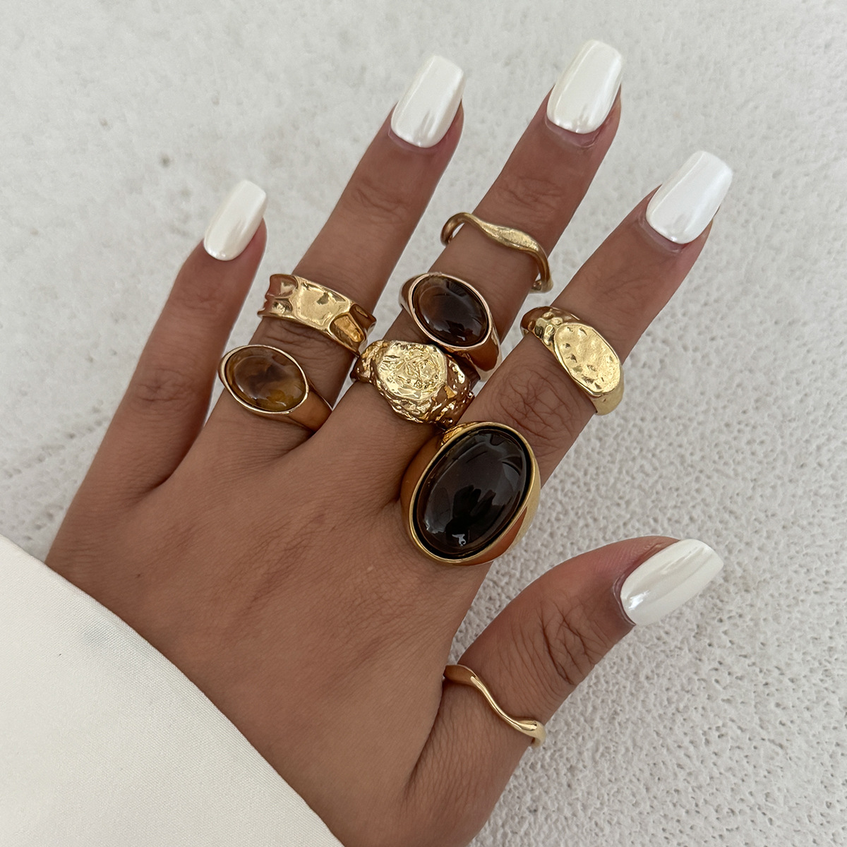 8개 세트 빈티지 앰버 라인스톤 메탈 여성용 반지 패션 - Vintage Punk Knuckle Rings Set 리뷰 및 가격