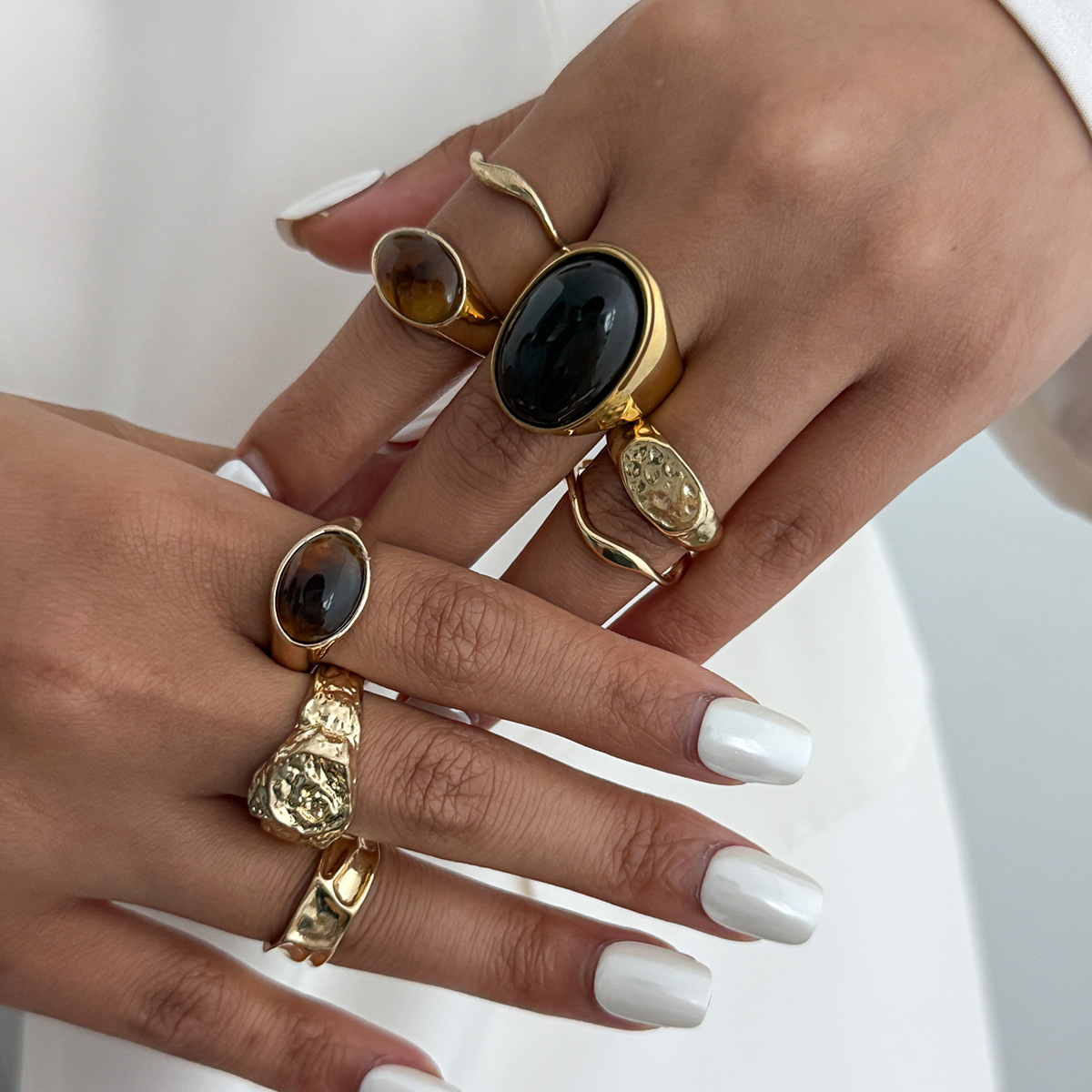 8개 세트 빈티지 앰버 라인스톤 메탈 여성용 반지 패션 - Vintage Punk Knuckle Rings Set 리뷰 및 가격