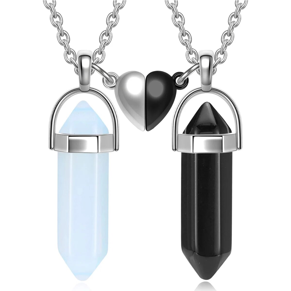 크리스탈 우정 커플 목걸이 (여성용, 남성용) 하트 참 - Magnetic Couple Matching Necklaces 리뷰 및 가격