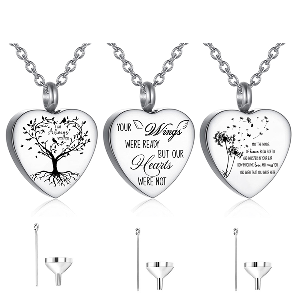3가지 스타일의 스테인리스 스틸 유골 목걸이, 추모용  - Heart Locket Necklace Photo 리뷰 및 가격