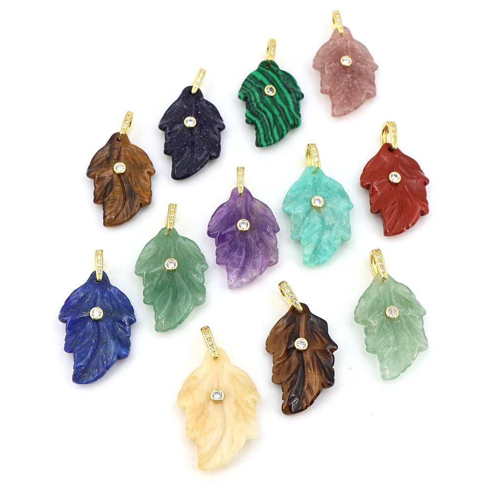 천연석 크리스탈 잎과 지르콘 펜던트 여성을위한 우아한  - Crystal Pendant Necklace Natural Stone 리뷰 및 가격