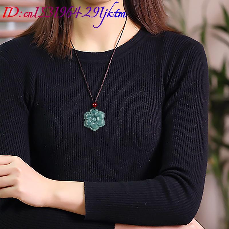 버마산 경옥 꽃 펜던트 목걸이 스톤 패션 액세서리 부적 - Necklaces 리뷰 및 가격