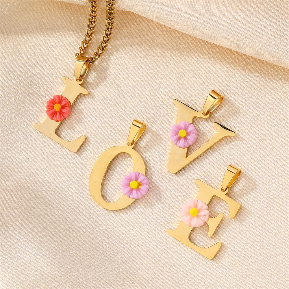 개인 맞춤 데이지 이니셜 레터 목걸이, 18K 금도금  - Initial Letter Necklace 18K Gold 리뷰 및 가격