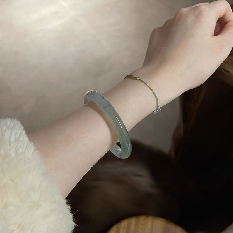 미얀마 아이스 뷰티, 오일 그린 반조각 팔찌, 얇은 원 - Bracelets 리뷰 및 가격