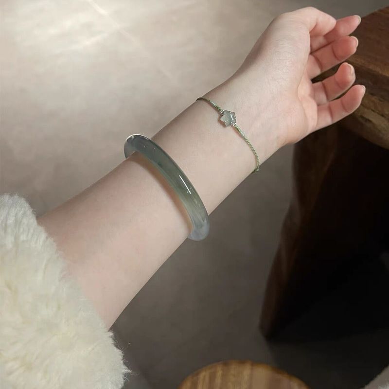 미얀마 아이스 뷰티, 오일 그린 반조각 팔찌, 얇은 원 - Bracelets 리뷰 및 가격