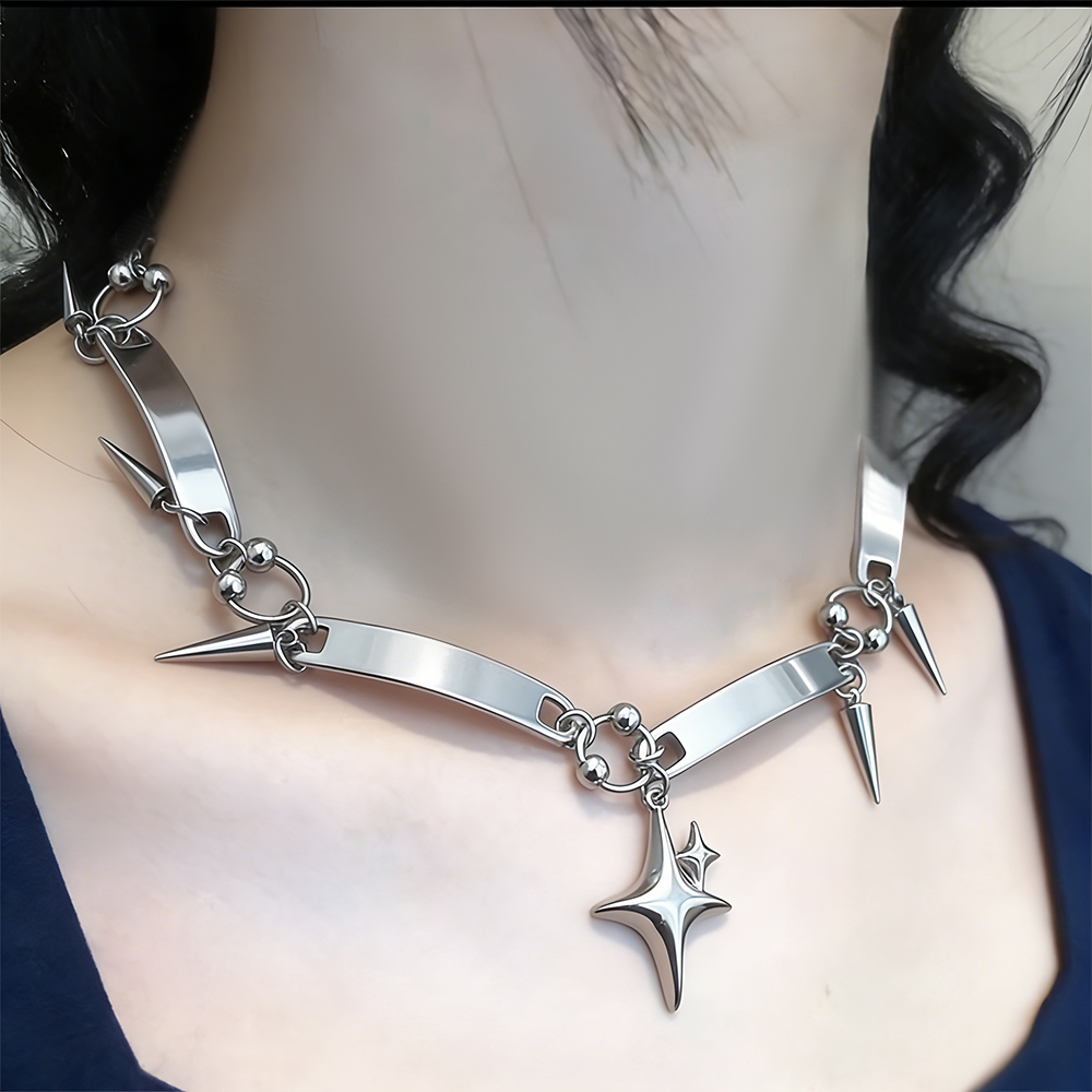 Y2k 스타 리벳 초커 고스 디자인 센스 스파이크 크로 - Goth Punk Spike Choker 리뷰 및 가격