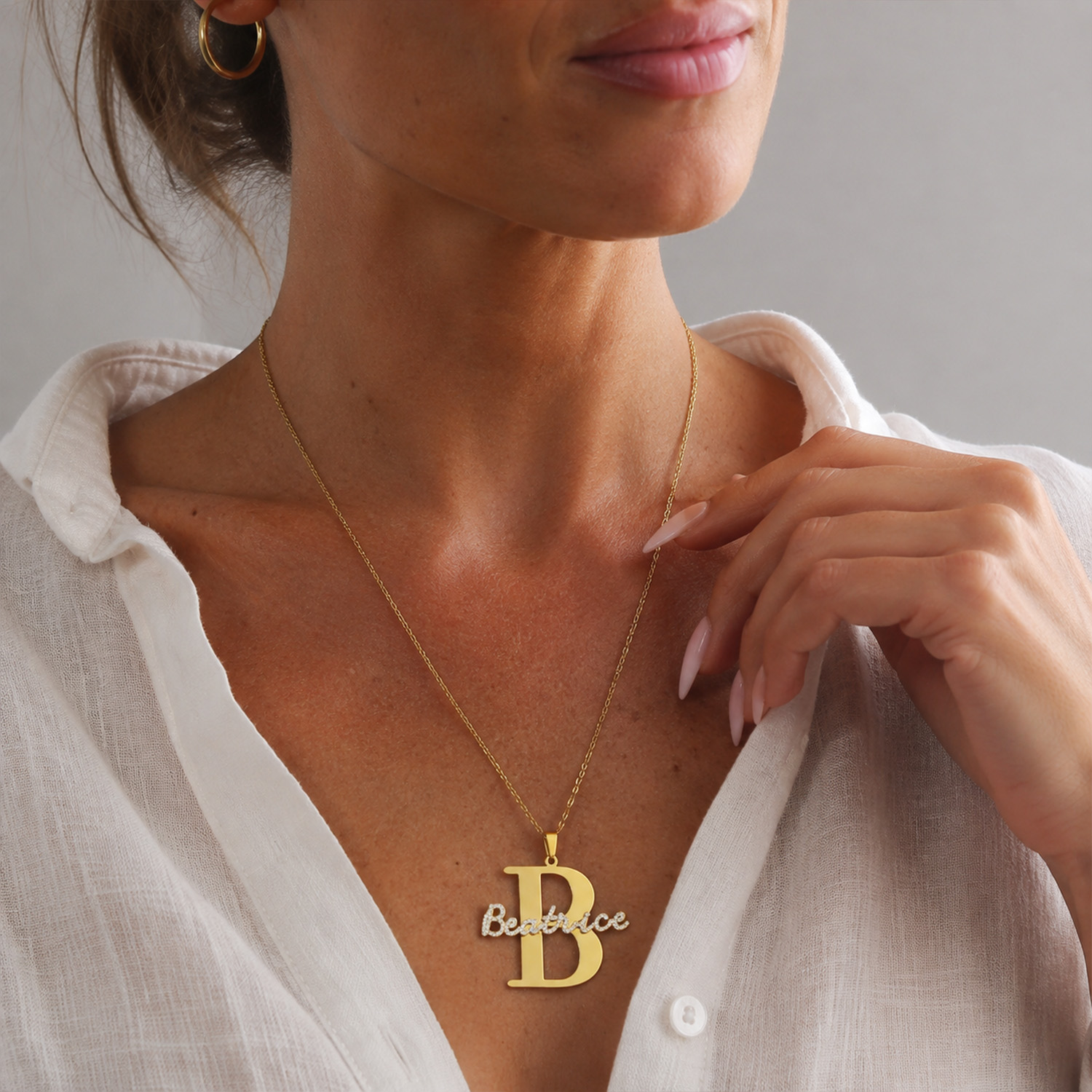 Qitian 맞춤형 다이아몬드 이니셜 목걸이, 라인스톤 - Initial Letter Necklace 18K Gold 리뷰 및 가격
