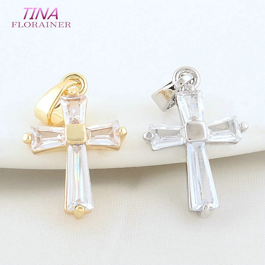 6PCS 12*18MM 14K 골드 컬러 황동 지르콘  - Cross Pendant Necklace Gold 리뷰 및 가격