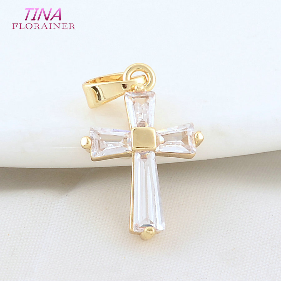 6PCS 12*18MM 14K 골드 컬러 황동 지르콘  - Cross Pendant Necklace Gold 리뷰 및 가격