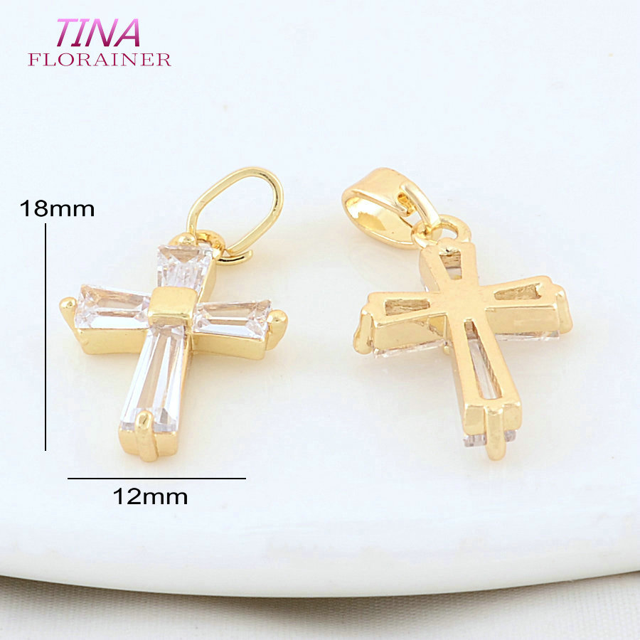6PCS 12*18MM 14K 골드 컬러 황동 지르콘  - Cross Pendant Necklace Gold 리뷰 및 가격