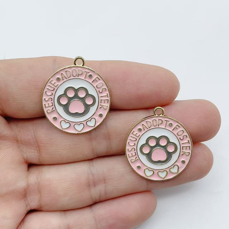 10개입 만화 고양이 발바닥 하트 모양 에나멜 합금 참 - Earrings 리뷰 및 가격
